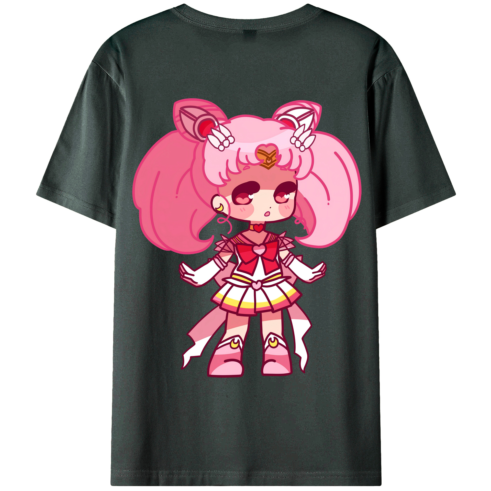 （画像用） 美少女戦士セーラームーン ちびうさ Sailor Moon Chibiusa Tsukino Usagi Small Lady Serenity 綿100％ メンズ半袖Tシャツ（バックプリント） 通気性